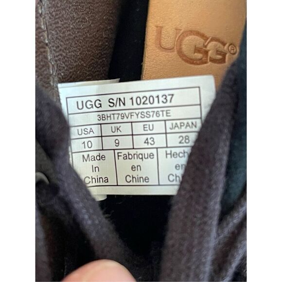 UGG Mens Black Suede Lace Up Cali Fringe High-Top Trainer Sneaker Size 10 - Picture 8 of 8